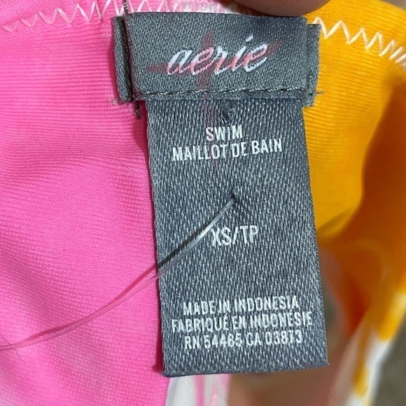 NWT AERIE HIGH RISE SWIM Bikini BOTTOMS WHITE PINK ORANGE Women's XS Tie Dye New - Picture 6 of 7